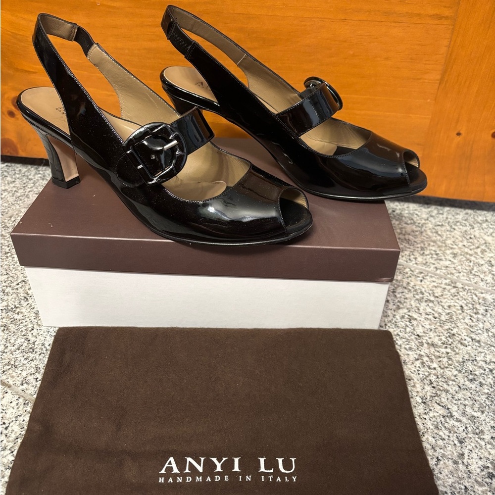 Anyi Lu Black Heels with Bow Detail
